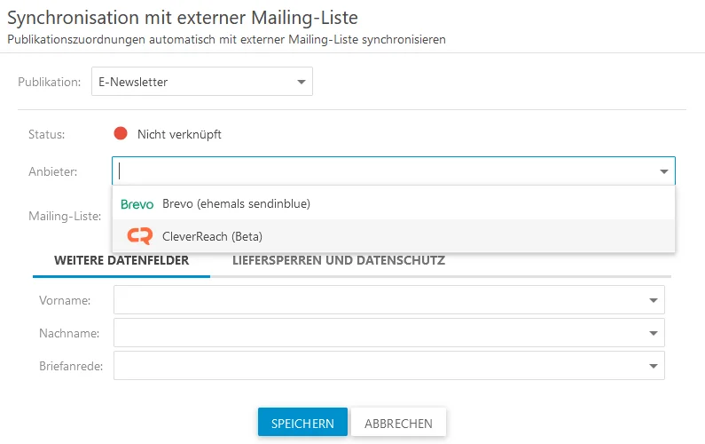 Screenshot CleverReach Integration